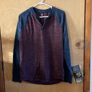 GAP Burgundy and Navy Henley Shirt